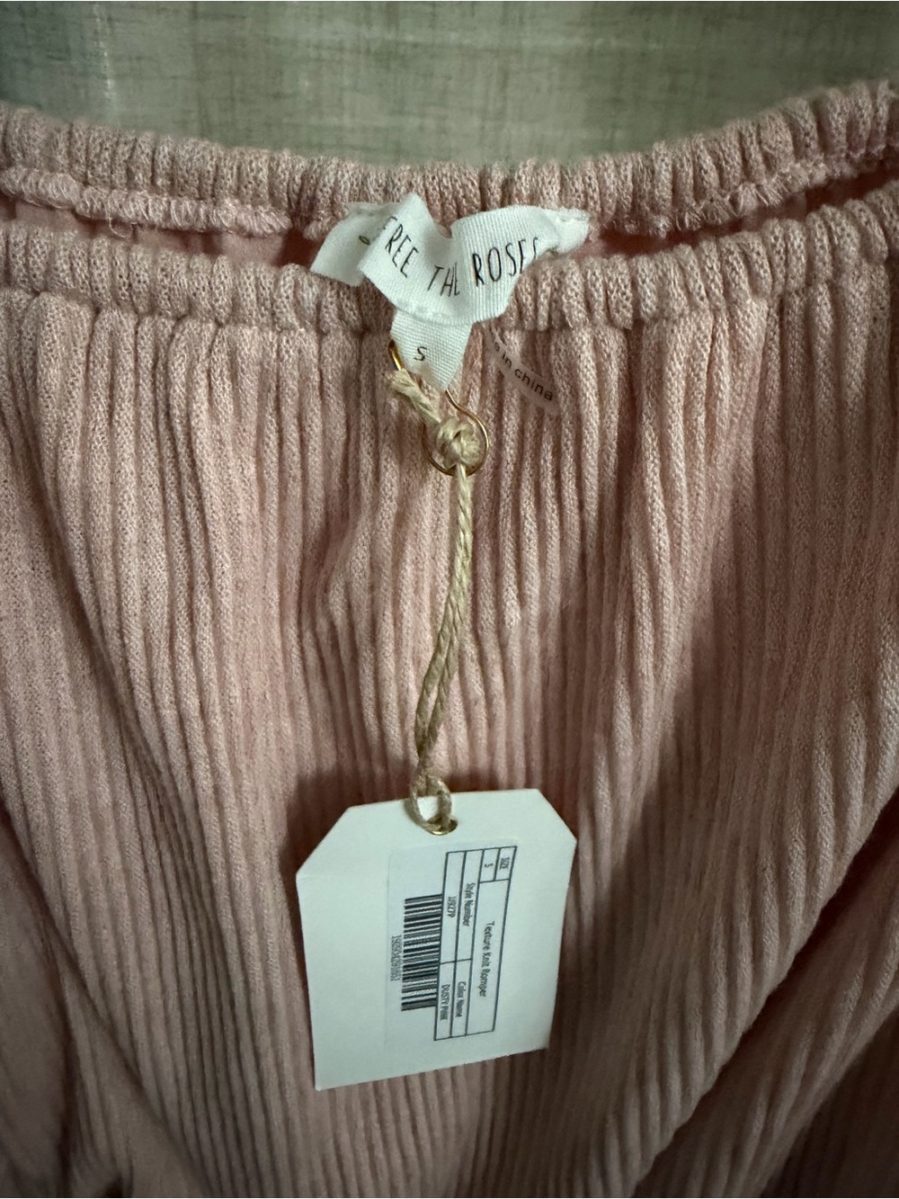 Free the Roses Textured Knit Pink Ribbed Off-Shoulder Romper - Picture 3 of 4